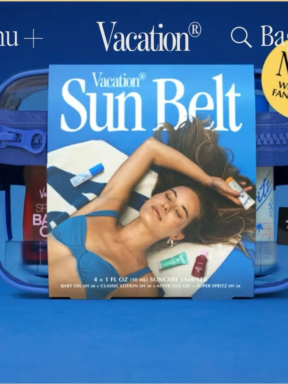 Vacation Sun Belt Suncare Sampler - Travel Ready 4 mini must haves + bag NEW